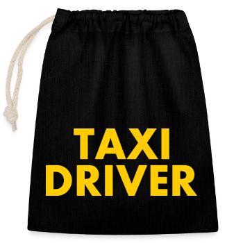 Taxi driver - Verschließbarer Geschenkbeutel aus Baumwolle (25x30cm) - Schwarz - Vorne