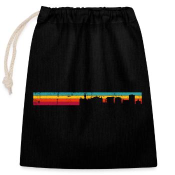 Silhouette des Sonnenuntergangs-Skyline-Verlaufs - Verschließbarer Geschenkbeutel aus Baumwolle (25x30cm) - Schwarz - Vorne