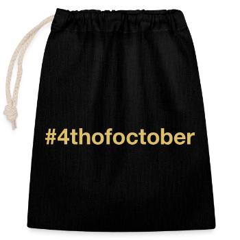 born on October 4 Birthday hashtag - Closable cotton gift bag (25x30cm) - black - Front