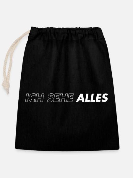Ich sehe alles - Verschließbarer Geschenkbeutel aus Baumwolle (25x30cm) - Schwarz