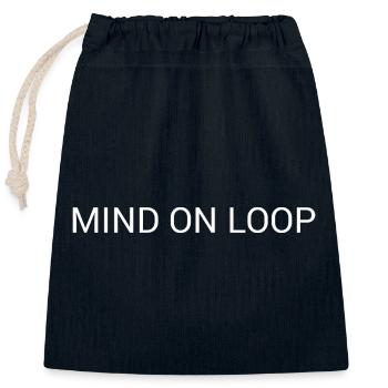 Mind on Loop – Minimal Overthinking Text Design - Sac cadeau en coton avec cordon (25 x 30 cm) - bleu marine - Devant