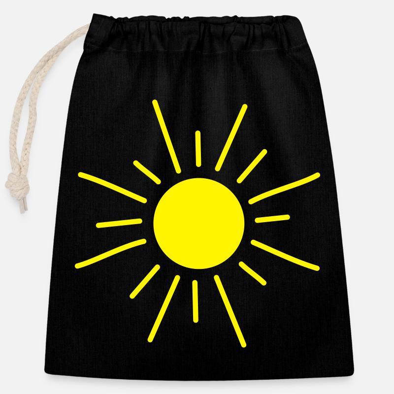 Soleil Rayons de soleil Été - Sac cadeau en coton avec cordon (25 x 30 cm) - noir