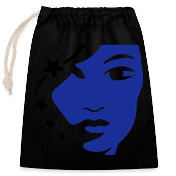 Visage de fille Visage de femme - Sac cadeau en coton avec cordon (25 x 30 cm) - noir - Devant