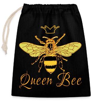 Bienenkönigin Biene Königin Krone goldgelb - Verschließbarer Geschenkbeutel aus Baumwolle (25x30cm) - Schwarz - Vorne