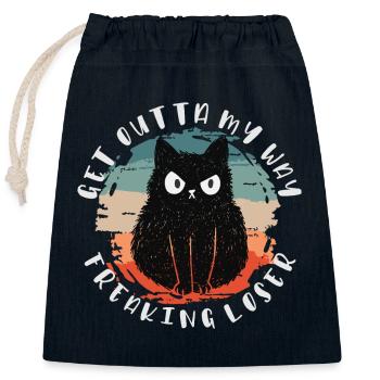 Sors de mon chemin, perdant fou, chat - Sac cadeau en coton avec cordon (25 x 30 cm) - bleu marine - Devant