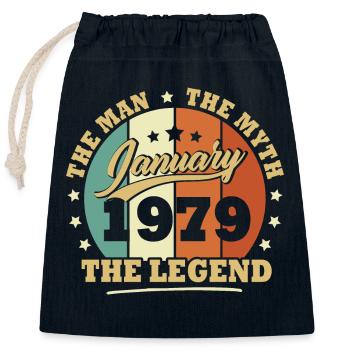 January 1979, 44 years Birthday Man woman - Closable cotton gift bag (25x30cm) - navy - Front