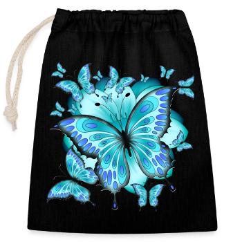 Butterflies with flower - Closable cotton gift bag (25x30cm) - black - Front