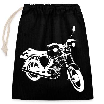 simson s51 Moped Legende Illustration Motorrad DDR - Verschließbarer Geschenkbeutel aus Baumwolle (25x30cm) - Schwarz - Vorne