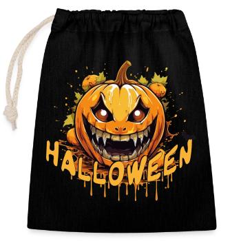 Halloween Spooky Pumpkin - Verschließbarer Geschenkbeutel aus Baumwolle (25x30cm) - Schwarz - Vorne