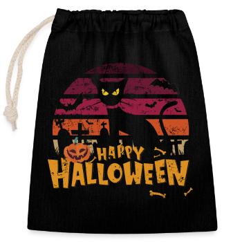 Happy Halloween - Vintage Design - Verschließbarer Geschenkbeutel aus Baumwolle (25x30cm) - Schwarz - Vorne