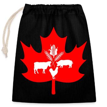 Canada maple leaf farm animals logo - Closable cotton gift bag (25x30cm) - black - Front