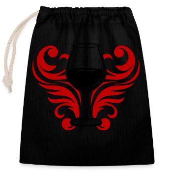 Wine Symbol Glass - Closable cotton gift bag (25x30cm) - black - Front