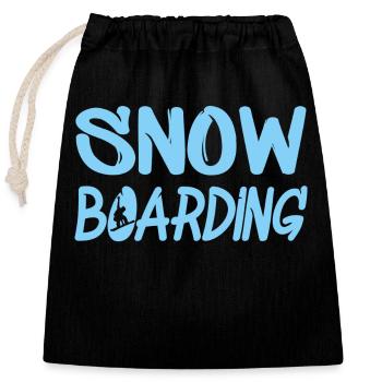 Snowboard - Verschließbarer Geschenkbeutel aus Baumwolle (25x30cm) - Schwarz - Vorne