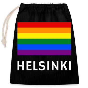 Pride Flagge Helsinki - Verschließbarer Geschenkbeutel aus Baumwolle (25x30cm) - Schwarz - Vorne