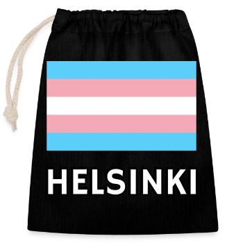 Trans Pride Flagge Helsinki - Verschließbarer Geschenkbeutel aus Baumwolle (25x30cm) - Schwarz - Vorne