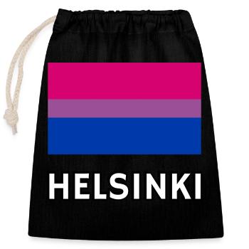 Drapeau de la Bi Pride Helsinki - Sac cadeau en coton avec cordon (25 x 30 cm) - noir - Devant
