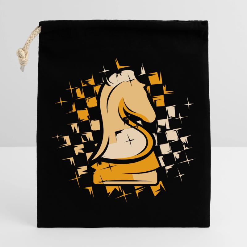 Chess Knight Couleurs Chess Pattern Illustration Sac cadeau en coton avec cordon (25 x 30 cm)