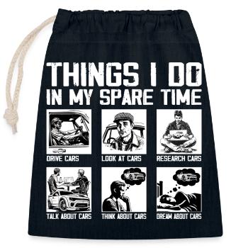 Auto Dinge, die ich in meiner Freizeit mache Auto, Typ Mechaniker - Verschließbarer Geschenkbeutel aus Baumwolle (25x30cm) - Navy - Vorne