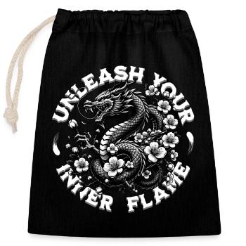 Unleash Your Inner Flame Dragon - Verschließbarer Geschenkbeutel aus Baumwolle (25x30cm) - Schwarz - Vorne