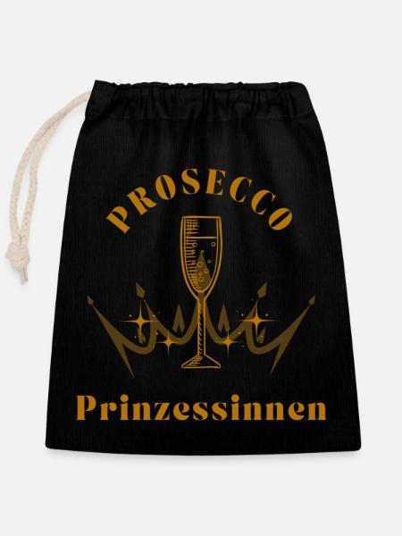 Prosecco Prinzessinnen - Verschließbarer Geschenkbeutel aus Baumwolle (25x30cm) - Schwarz