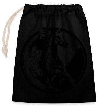 Équitation Cheval Homme Silhouette - Sac cadeau en coton avec cordon (25 x 30 cm) - noir - Devant