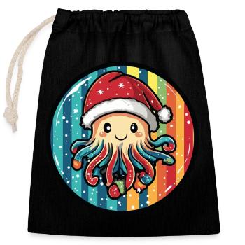 Méduse Animal de Noël - Sac cadeau en coton avec cordon (25 x 30 cm) - noir - Devant