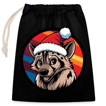 Hyäne Weihnachten Tier - Verschließbarer Geschenkbeutel aus Baumwolle (25x30cm) - Schwarz - Vorne