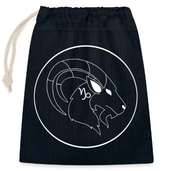 Capricorn Zodiac Sign (White) - Closable cotton gift bag (25x30cm) - navy - Front