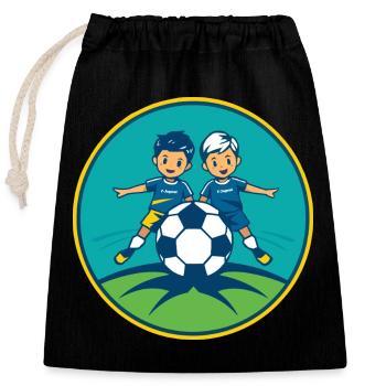 Football F-Youth - Closable cotton gift bag (25x30cm) - black - Front