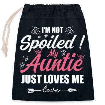 Im Not Spoiled My Auntie Just Loves Me a Team Kids - Sac cadeau en coton avec cordon (25 x 30 cm) - bleu marine - Devant