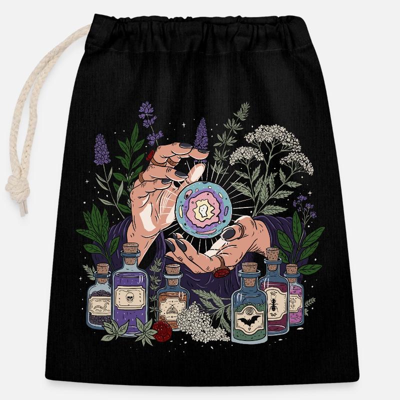 Mystical divination - Closable cotton gift bag (25x30cm) - black