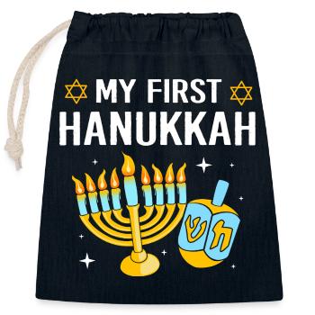 Hanukah Hanukkah Chanukkah - Closable cotton gift bag (25x30cm) - navy - Front