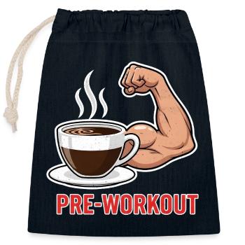 Kaffee Kraft Pre-Workout - Verschließbarer Geschenkbeutel aus Baumwolle (25x30cm) - Navy - Vorne
