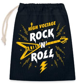 High Voltage Rockin Roll Guitar - Closable cotton gift bag (25x30cm) - navy - Front