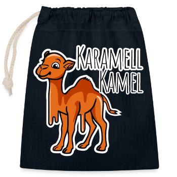 Camel from caramel - delicious and funny joke - Closable cotton gift bag (25x30cm) - navy - Front