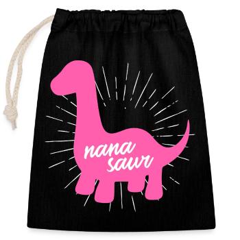 Famille de grand-mères dinosaures roses Nanasaur - Sac cadeau en coton avec cordon (25 x 30 cm) - noir - Devant