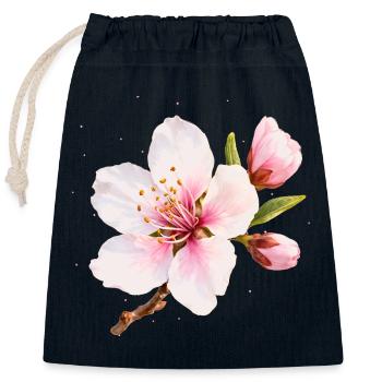 Almond Blossom Pink Spring Flower - Closable cotton gift bag (25x30cm) - navy - Front