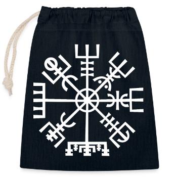 Boussole nordique Vegvisir - Sac cadeau en coton avec cordon (25 x 30 cm) - bleu marine - Devant