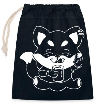 Metal-Fuchs mit Dose - Verschließbarer Geschenkbeutel aus Baumwolle (25x30cm) - Navy - Vorne