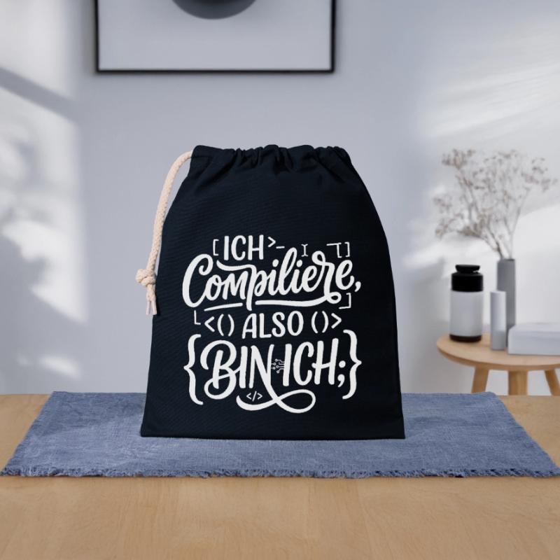 Ich compiliere also bin ich Coder Verschließbarer Geschenkbeutel aus Baumwolle (25x30cm)