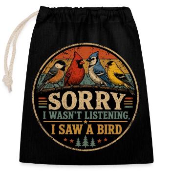 Passion Birds Humor Gift Ornithology - Closable cotton gift bag (25x30cm) - black - Front