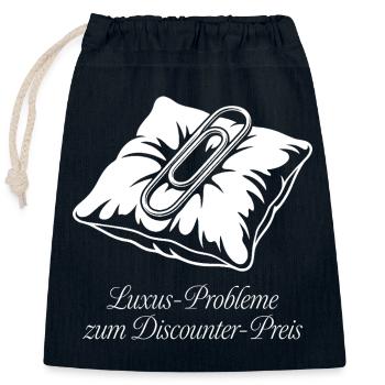 Luxus Probleme zum Discounter Preis. - Verschließbarer Geschenkbeutel aus Baumwolle (25x30cm) - Navy - Vorne