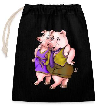 Pigs - Closable cotton gift bag (25x30cm) - black - Front
