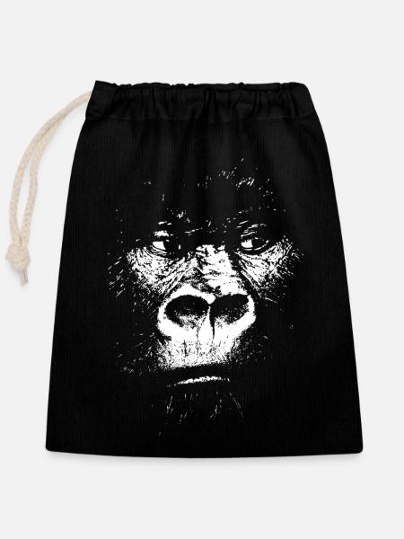 Expressionistische Affe Illustration, Gorilla - Verschließbarer Geschenkbeutel aus Baumwolle (25x30cm) - Schwarz