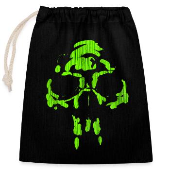 Neanderthal neon skull - minimal horror - Closable cotton gift bag (25x30cm) - black - Front