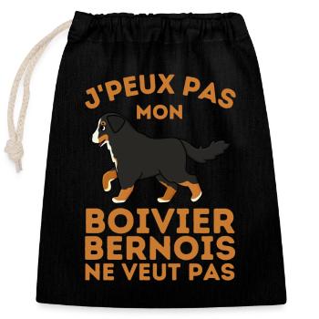 Humour bouvier bernois chien de race - Sac cadeau en coton avec cordon (25 x 30 cm) - noir - Devant