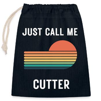 Just Call Me Video Cutter Vintage - Verschließbarer Geschenkbeutel aus Baumwolle (25x30cm) - Navy - Vorne