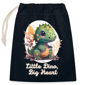 Kleines Dino Großes Herz - Verschließbarer Geschenkbeutel aus Baumwolle (25x30cm) - Navy - Vorne