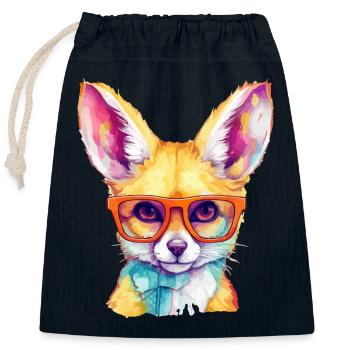 Olu the fennec - Closable cotton gift bag (25x30cm) - navy - Front