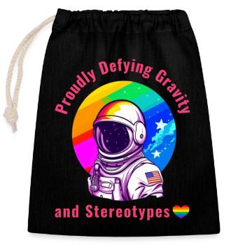Gay Pride - défiant fièrement la gravité et les stéréotypes - Sac cadeau en coton avec cordon (25 x 30 cm) - noir - Devant